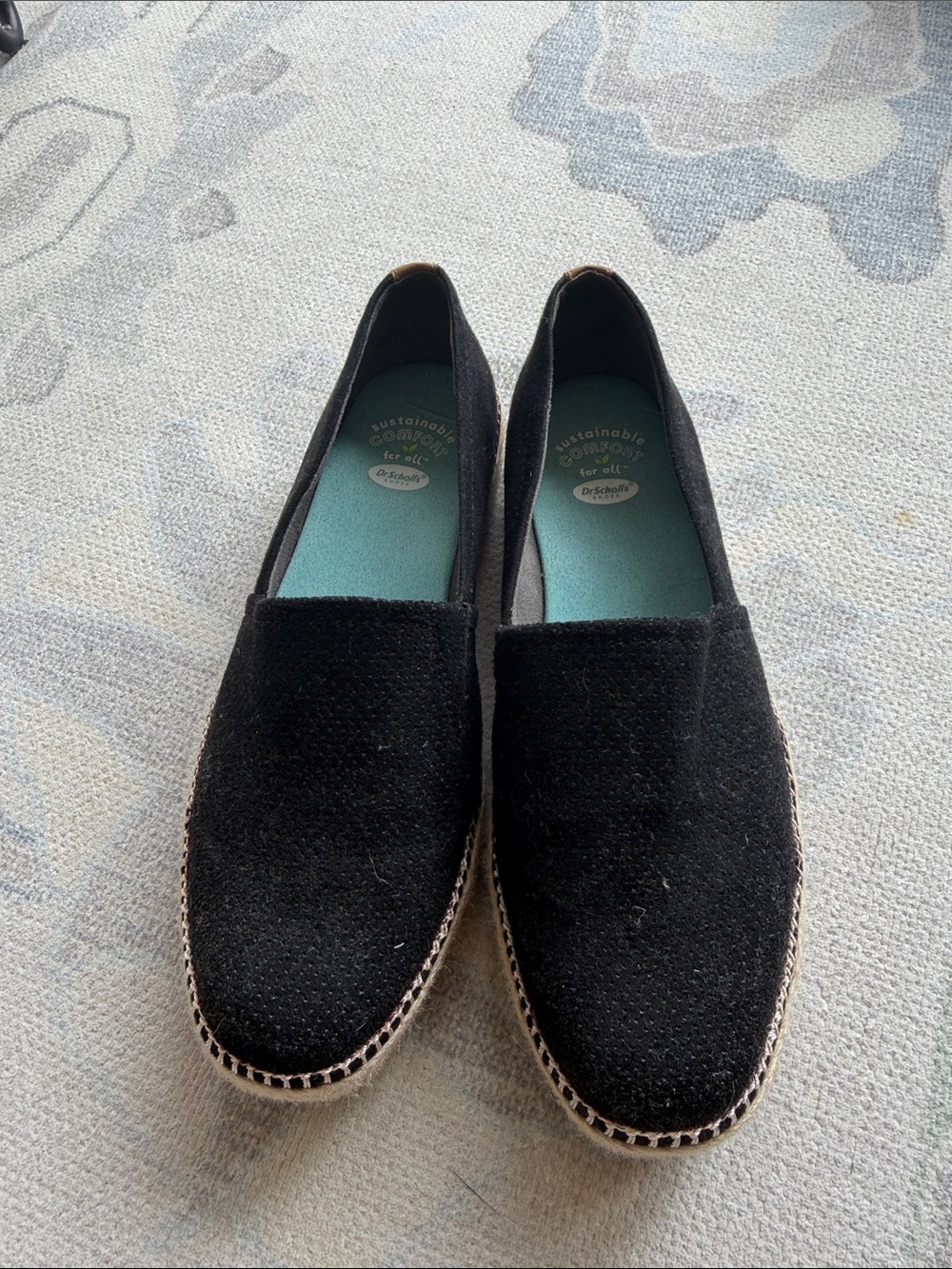 Black Dr Scholl’s espadrille slip ons